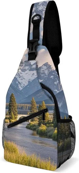 Sling Bag for Women Men Chest Bag Grand Teton National Park Crossbody Bag Small Sling Backpack Daypack Fanny Packs