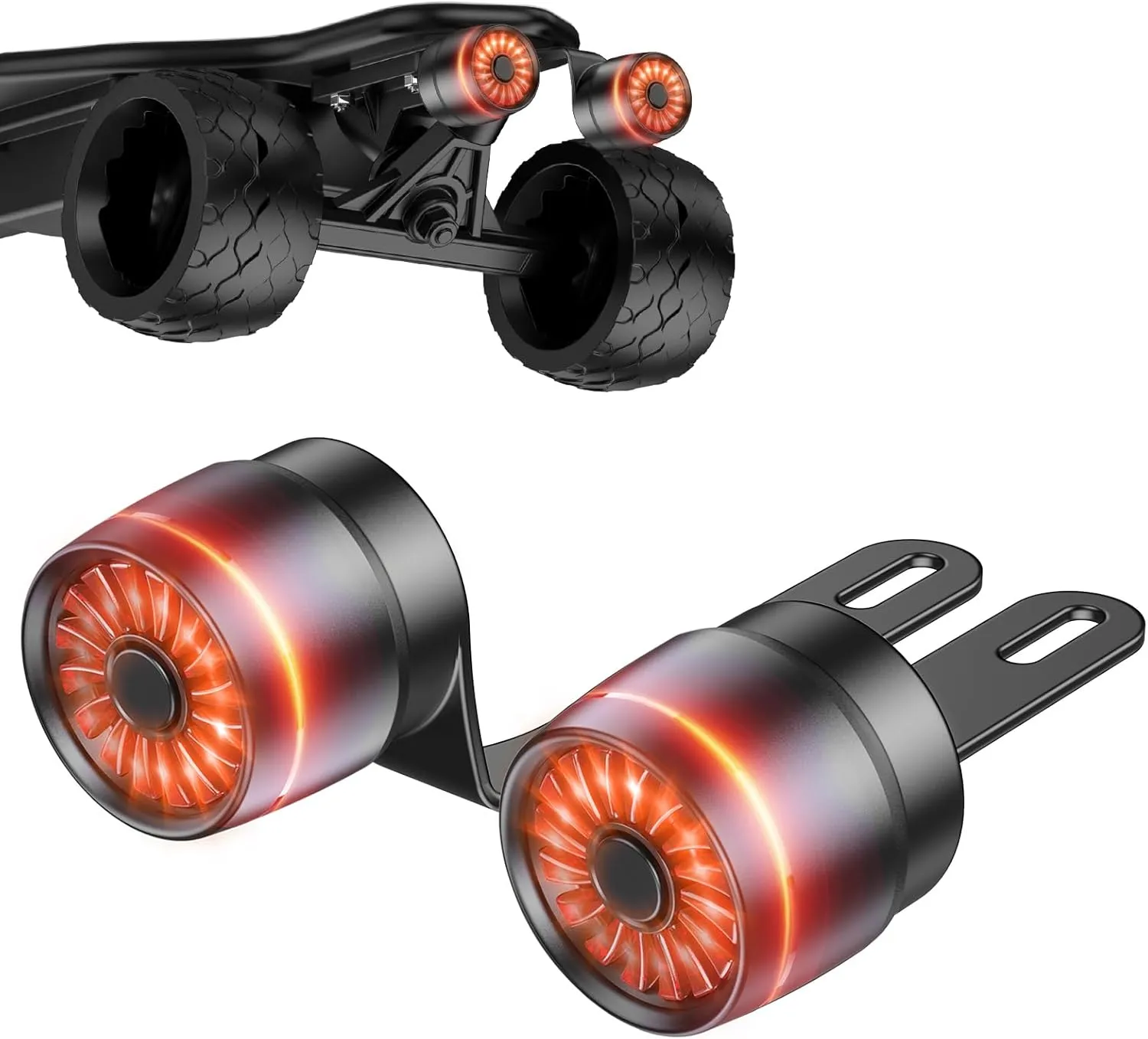 Smart Skateboard Tail Lights,2-Pack Brake Sensing,5 Mods,Quick-Release,with Mounts