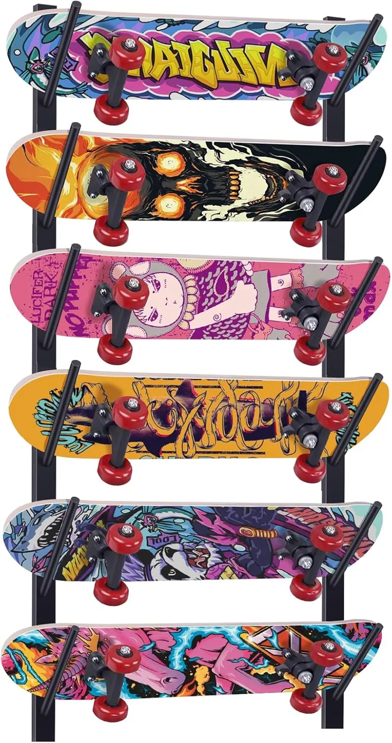 Snowboard Rack-6-Tier Skateboard Wall Mount & Skateboard Rack –Snowboard Wall Mount – Space-Saving Multi-Functional Storage Solution-Black