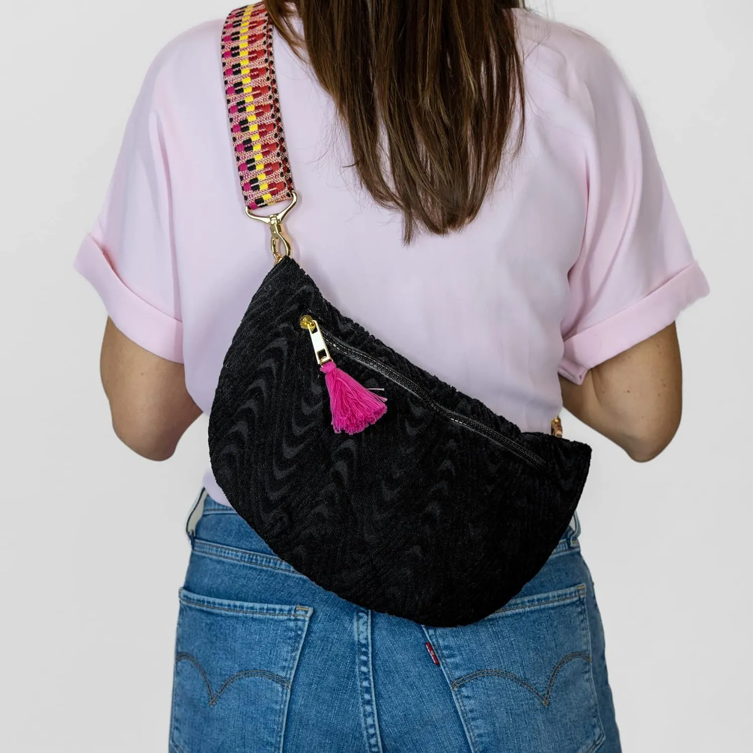 Sprigs Terry Cloth Cross Body Bag Purse For Women Travel - Great Material For Beach, Summer, Travel