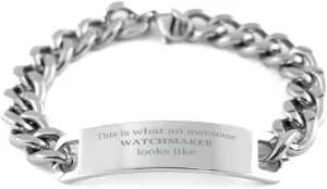 Stainless Steel Cuban Chain Bracelet for Watchmaker - Unique Gifts for Veterans Day, Graduation, and Christmas - This is what an awesome Watchmaker looks like - Perfect for boosting confidence