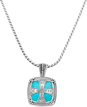 Sterling Silver Turquoise Pendant with Chain MEKJ667-131-137