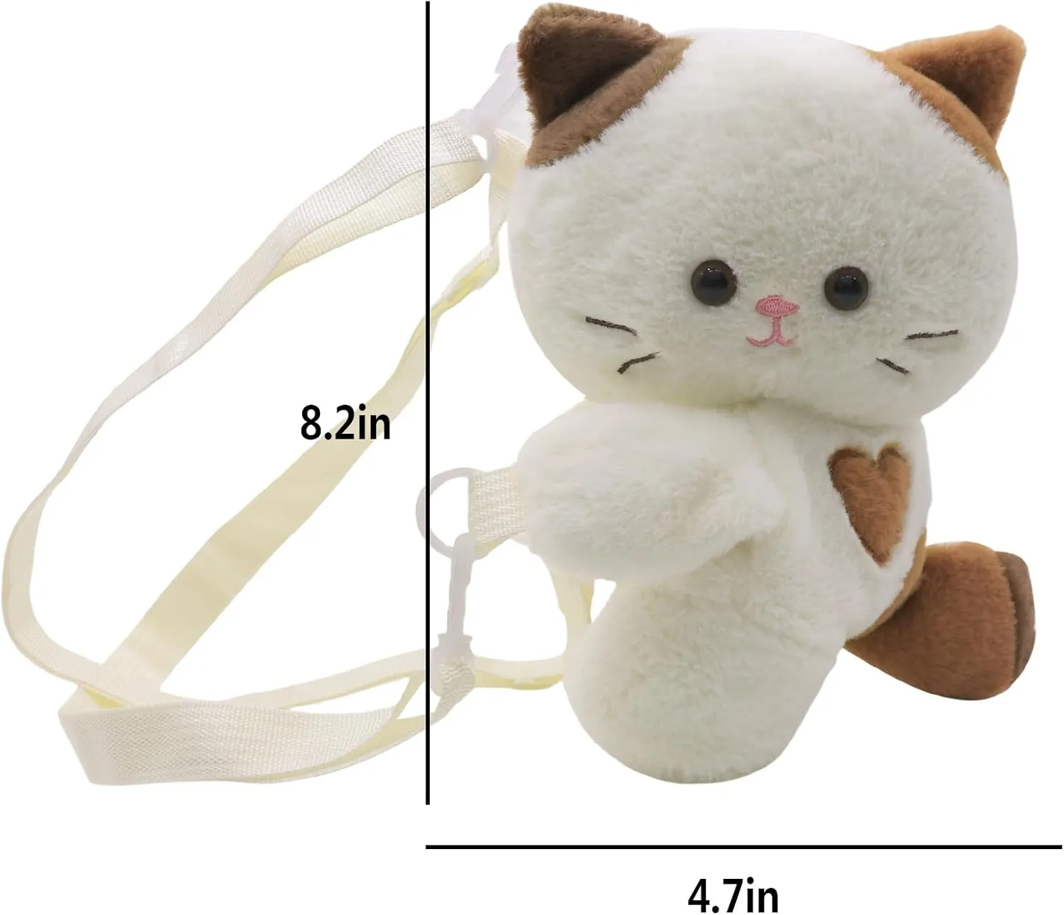 Stuffed Animal Crossbody Bag for Girls Women Stuffed Cat Purse Kawaii Plush Kitty Purse Kitty Sling Bag Shoulder Bag