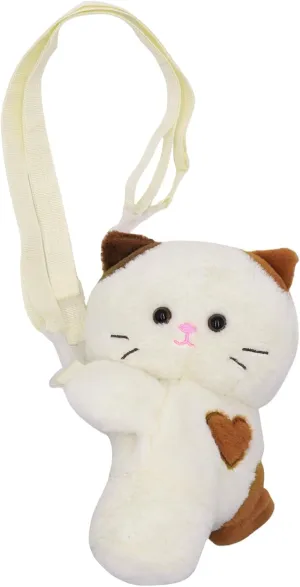 Stuffed Animal Crossbody Bag for Girls Women Stuffed Cat Purse Kawaii Plush Kitty Purse Kitty Sling Bag Shoulder Bag