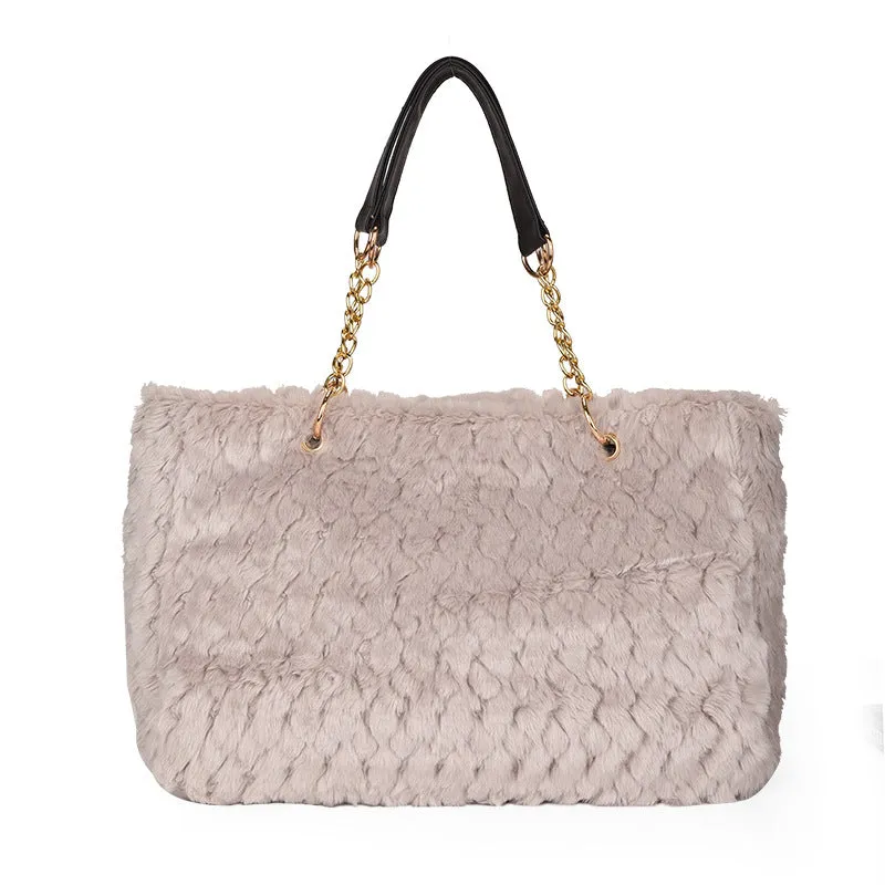 Stylish Glamorous Fur Portable Plush Shopping Bags