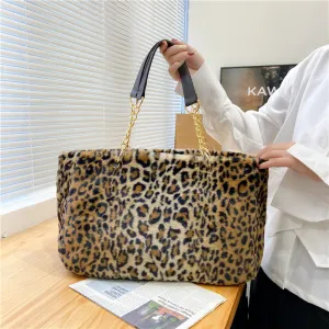 Stylish Glamorous Fur Portable Plush Shopping Bags