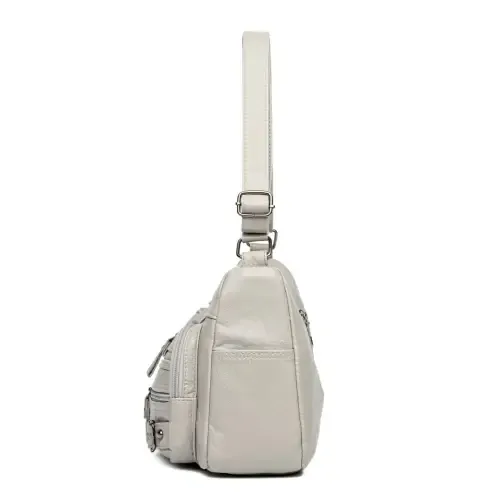 Stylish Maroon Multi-Pocket PU Leather Crossbody Bag