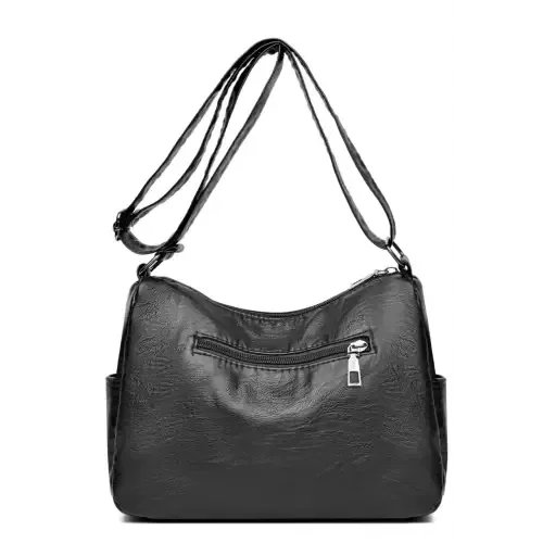 Stylish Maroon Multi-Pocket PU Leather Crossbody Bag