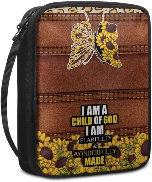 Sunflower Butterfly Women Bible Carrying Case Bible Tote Bag for Man Large Bible Organizer Bag Multi-Functional Church Bag for Worship or Pilgrimage
