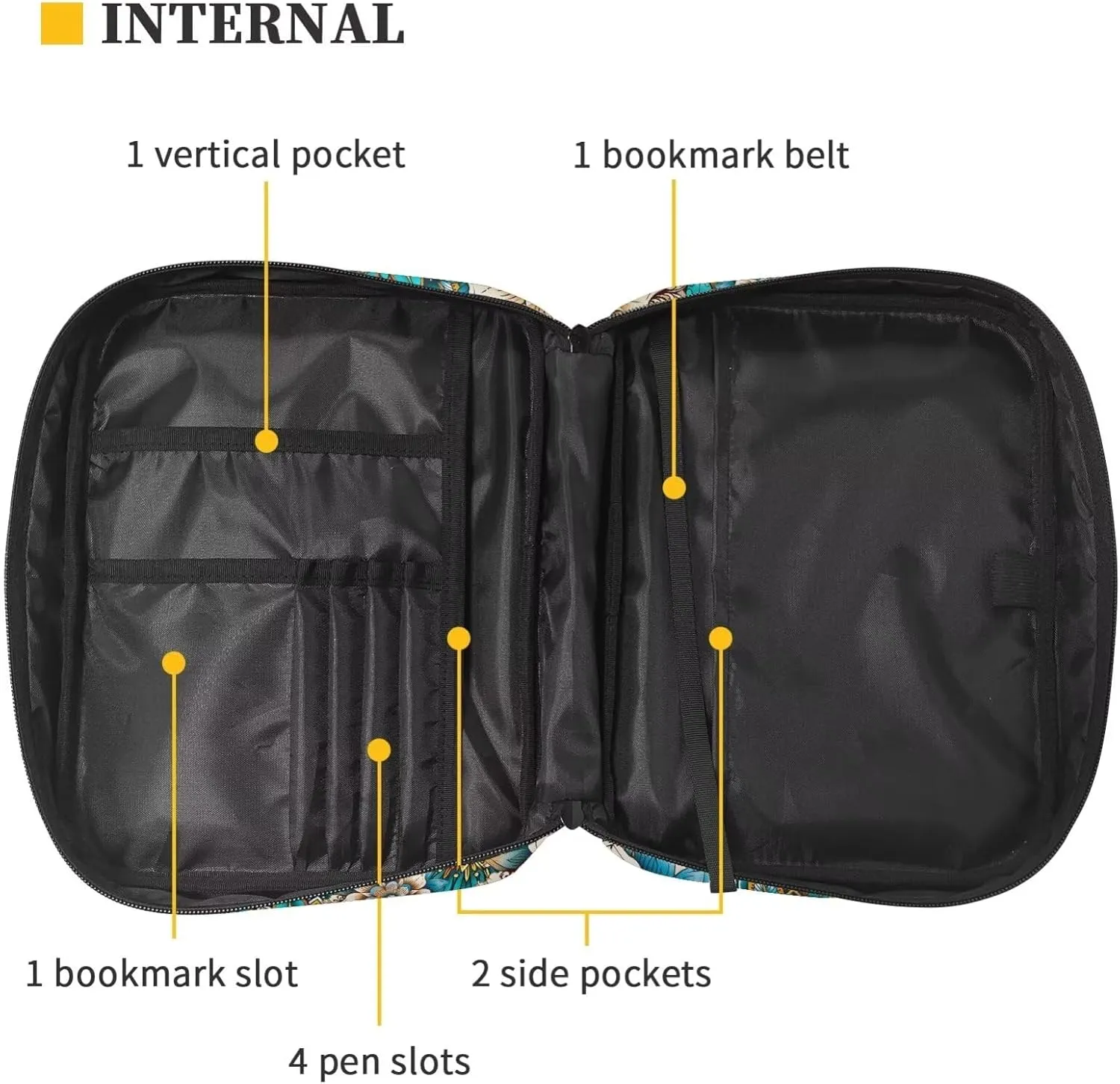 Suobstales Boho Butterfly Print Bible Cover Portable Carrying Book Case Multi-Functional Bible Organizer Case with Handle and Zippered Back Pocket
