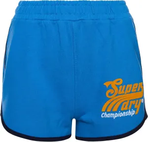 Superdry Womens Collegiate Union Shorts, Elasticated Waistband, Piping Detail Neptune Blue Size 10