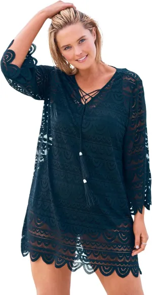 Swim 365 Women's Plus Size Scallop Lace Cover Up