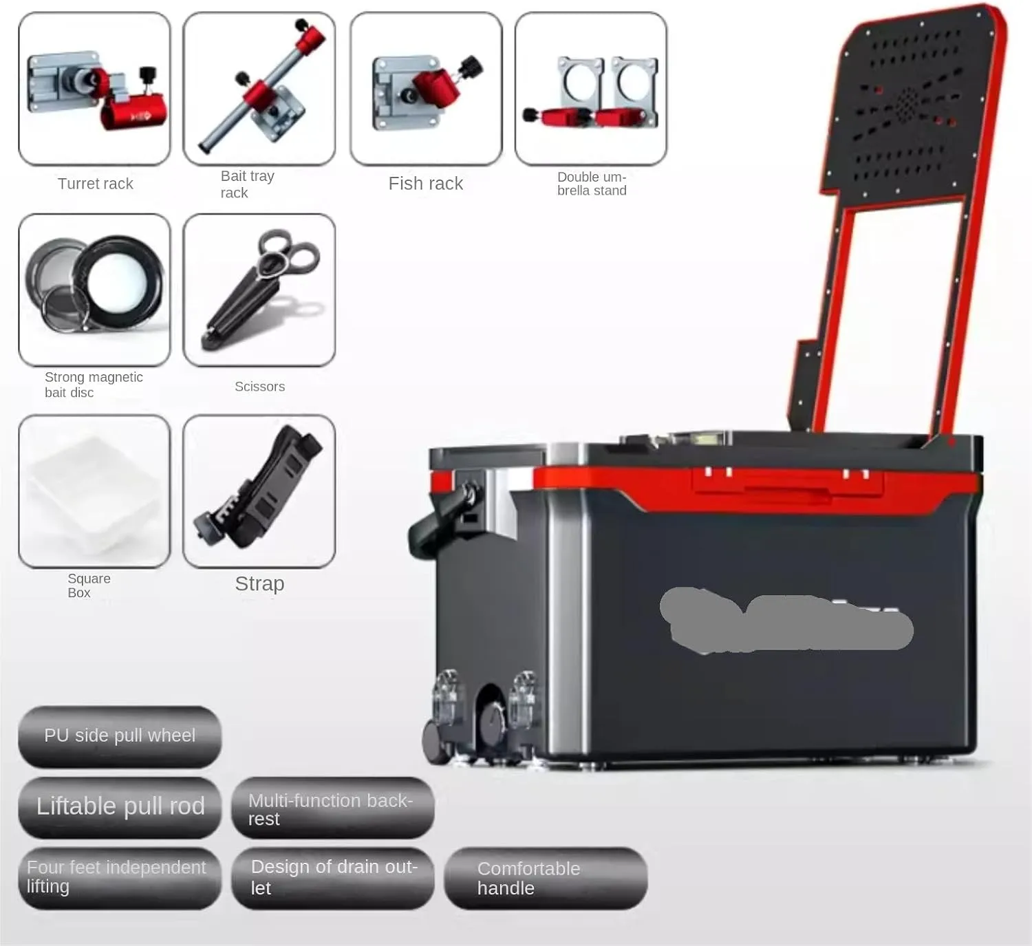 Tackle Box Storage Multi-Functional Ultra-Light Fishing Fish Box Insulation Lock Large Capacity of 40 Liters Storage of Fishing Tackle(Rosso) (White)