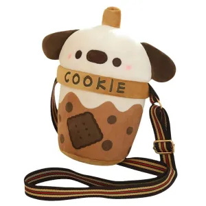 Teacup Puppy Bichon Frise Plush Mini Crossbody Bag(17038)