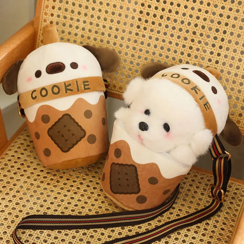 Teacup Puppy Bichon Frise Plush Mini Crossbody Bag(17038)