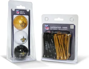 Team Golf NFL Logo Imprinted Golf Balls (3 Count) & 2-3/4" Regulation Golf Tees (50 Count), Multi Colored