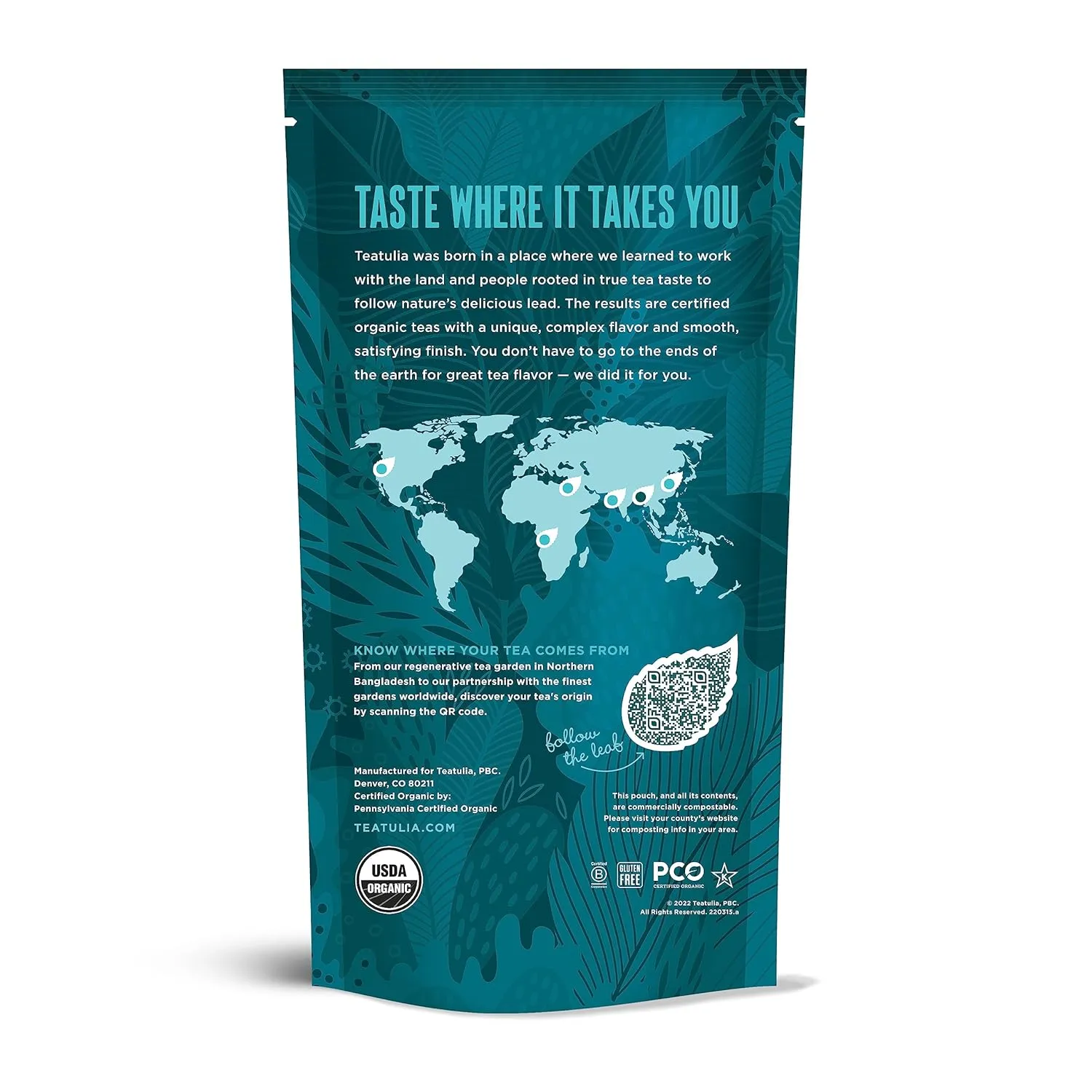 Teatulia Organic Green Tea Bags (50 Pyramid Sachet Teabags) Pure Whole Leaf Natural Green Tea In Bags. Premium 100% Compostable and Sustainably Grown In Bangladesh