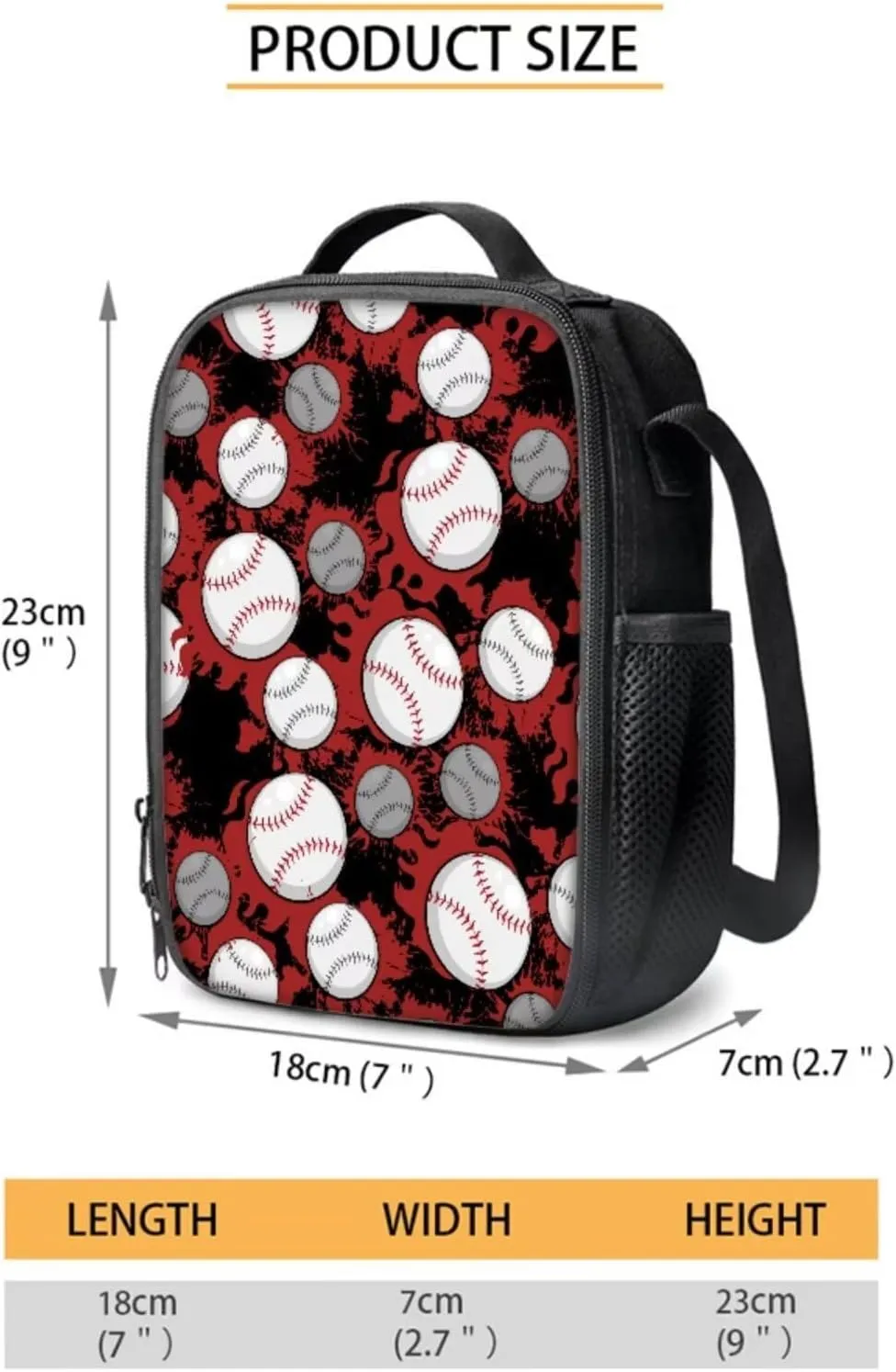 Teen Backpacks for Girls with Lunch Box Baseball Print School Bag 3 Piece Set for Boys Backpacks Ages 8-10 Lunch Bag Insulated Pencil Bag Case Elementary Student Bookbag Set