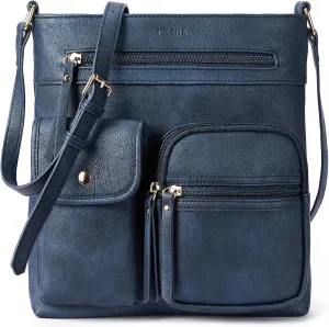 Telena Crossbody Purses for Women Medium PU Leather Shoulder Bag with Multi Pocket for Women