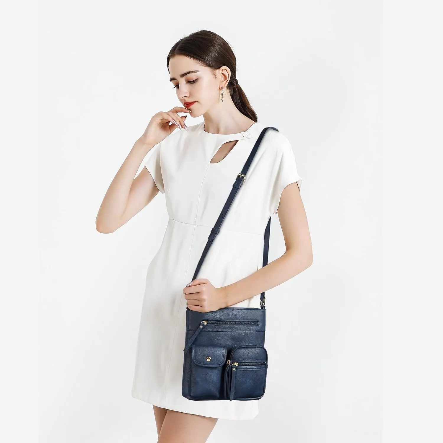 Telena Crossbody Purses for Women Medium PU Leather Shoulder Bag with Multi Pocket for Women