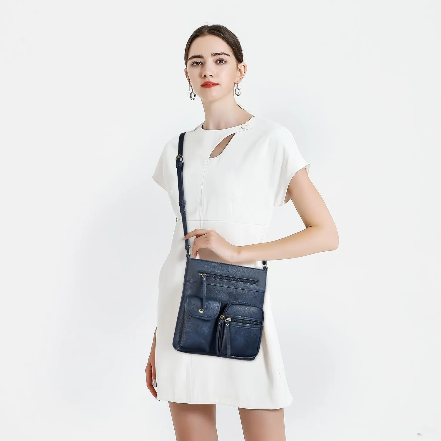 Telena Crossbody Purses for Women Medium PU Leather Shoulder Bag with Multi Pocket for Women