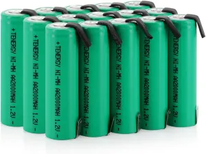 Tenergy AA 1.2V NiMH 2000mAh Flat Top Rechargeable AA Batteries with Tabs, 20 Pack