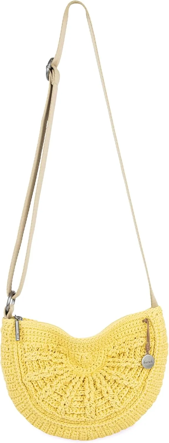 The Sak Ryder Small Crossbody Purse - Hand Crochet Women's Handbag for Everyday & Travel - Mini Cross Body Bag With Zipper Closure & Adjustable Shoulder Bag Strap - Chartreuse Sunbeam