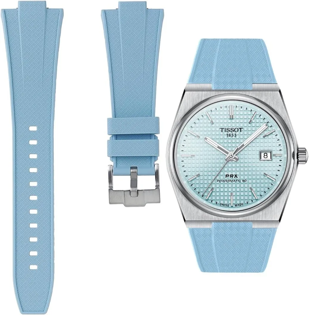 Tissot PRX Powermatic 80 Silicone Rubber Replacement Watch Straps - Compatible Watch Bands for Tissot PRS Automatic, Quartz, Chronograph 40mm - Size 12mm - For Men & Women - Quick-Release
