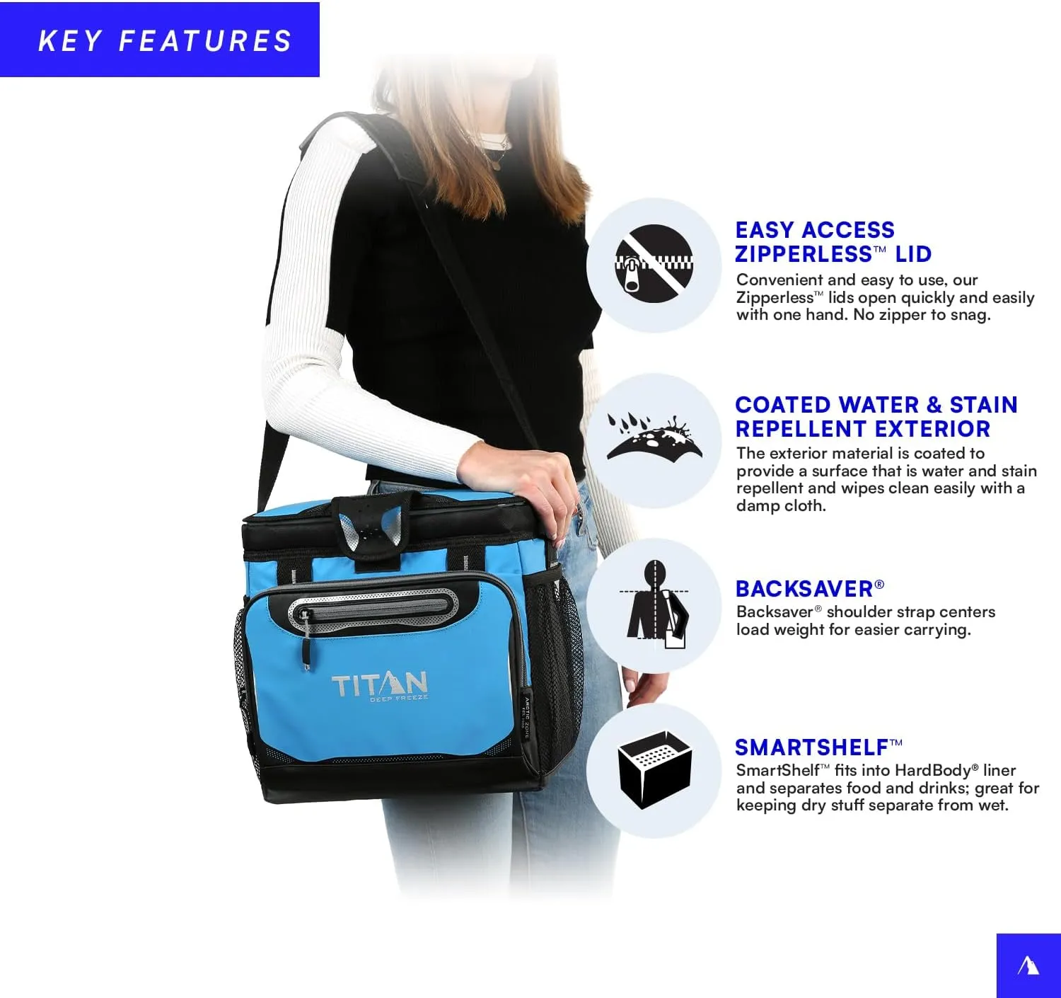 Titan Deep Freeze Coolers - Zipperless Hardbody Cooler - Deep Freeze Insulation, HardBody Liner, and SmartShelf