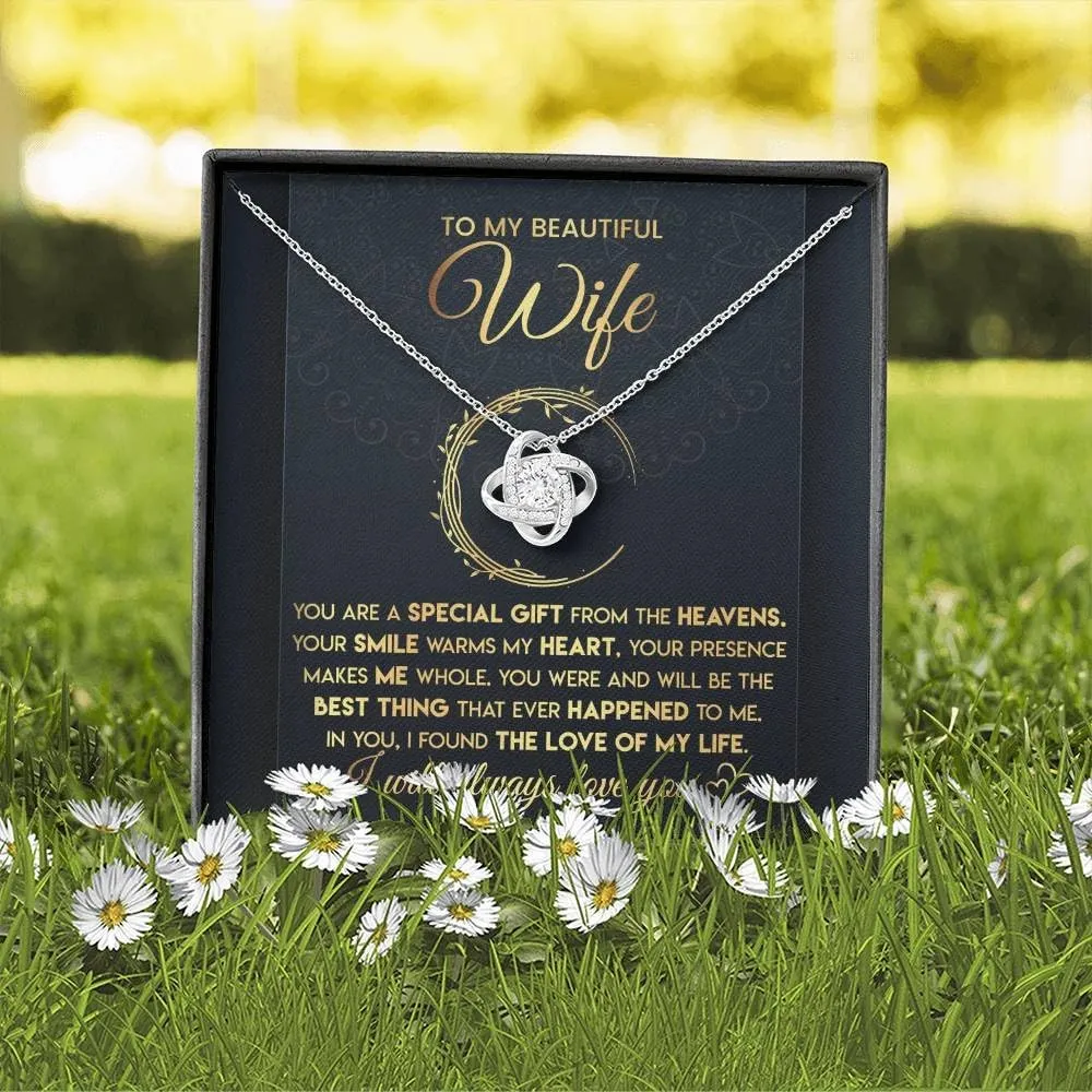 To My Beautiful Wife Necklace From Husband With Heartfelt Message, Birthday Gift With Emotional Message Card