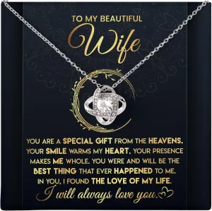 To My Beautiful Wife Necklace From Husband With Heartfelt Message, Birthday Gift With Emotional Message Card
