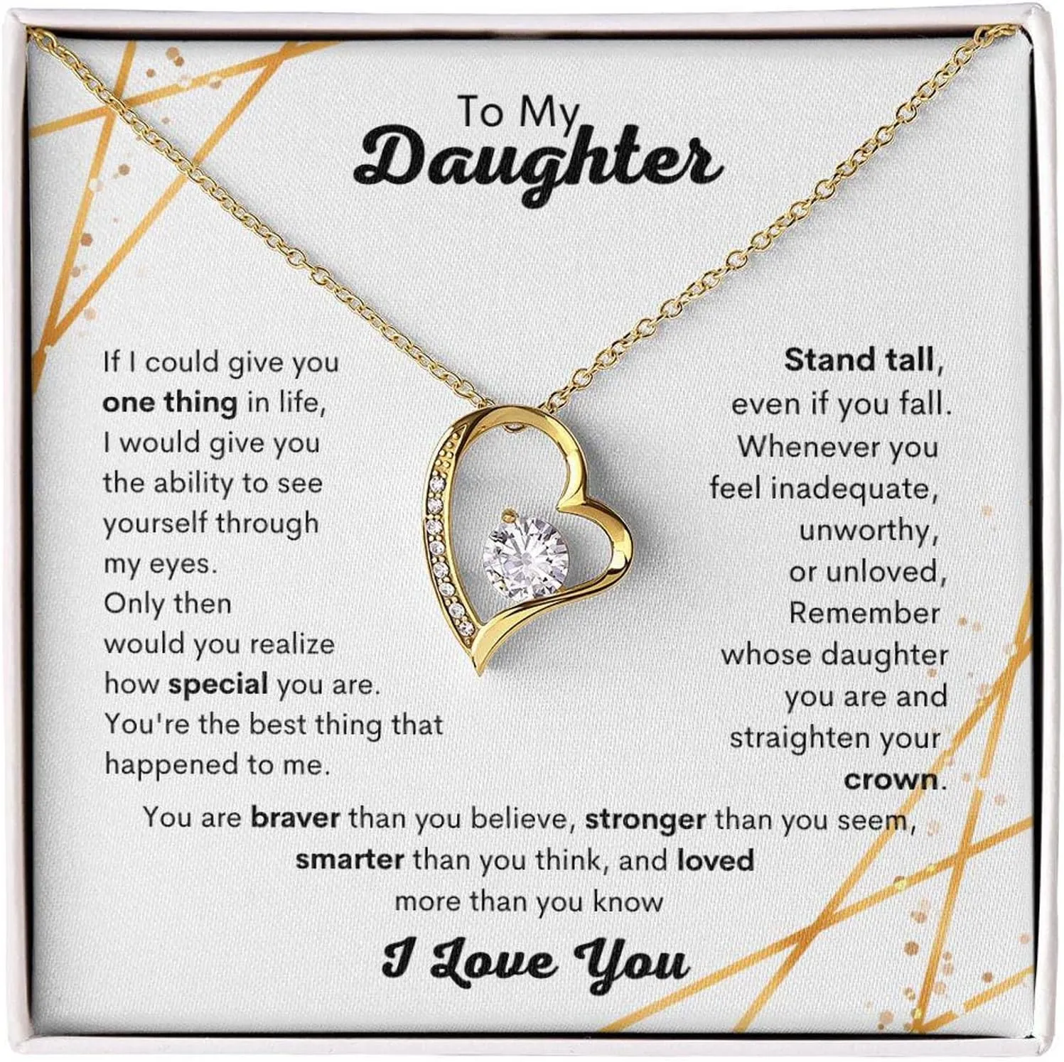 To My Daughter Forever Necklace From Mom, Gifts For Daughter From Dad Heart Necklace, Daughter Gift, Birthday, Graduation Birthday Valentine's Day Gift For Daughter#PRA