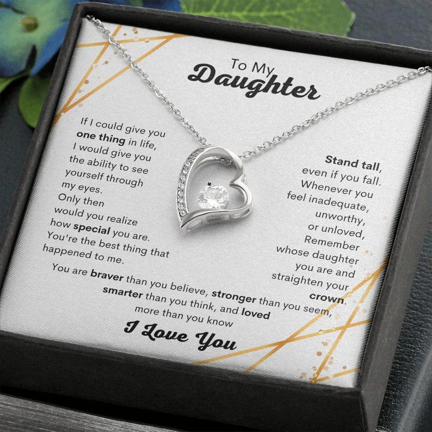To My Daughter Forever Necklace From Mom, Gifts For Daughter From Dad Heart Necklace, Daughter Gift, Birthday, Graduation Birthday Valentine's Day Gift For Daughter#PRA