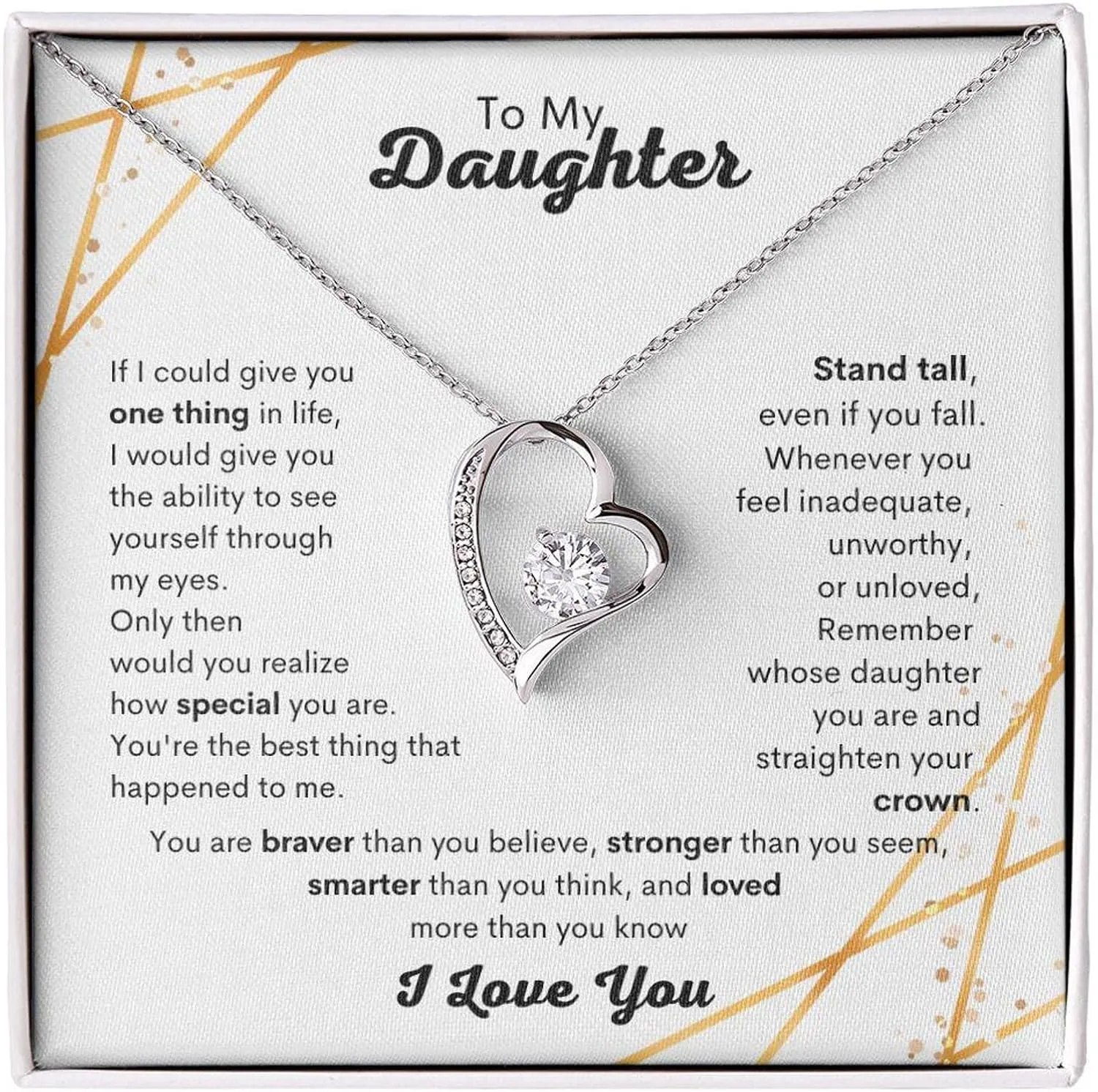 To My Daughter Forever Necklace From Mom, Gifts For Daughter From Dad Heart Necklace, Daughter Gift, Birthday, Graduation Birthday Valentine's Day Gift For Daughter#PRA