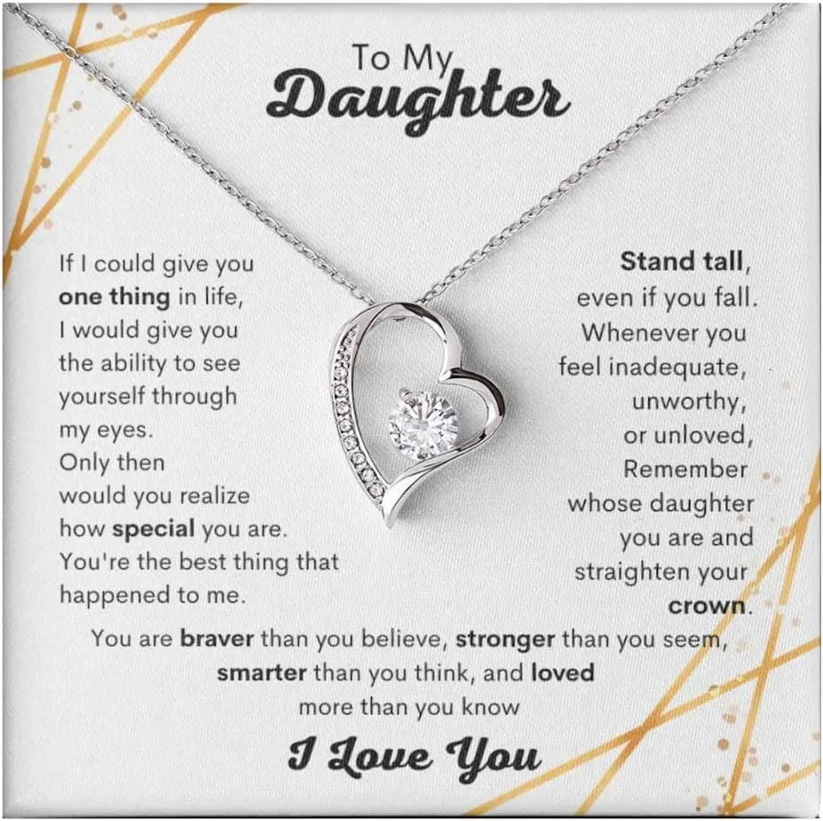 To My Daughter Forever Necklace From Mom, Gifts For Daughter From Dad Heart Necklace, Daughter Gift, Birthday, Graduation Birthday Valentine's Day Gift For Daughter#PRA