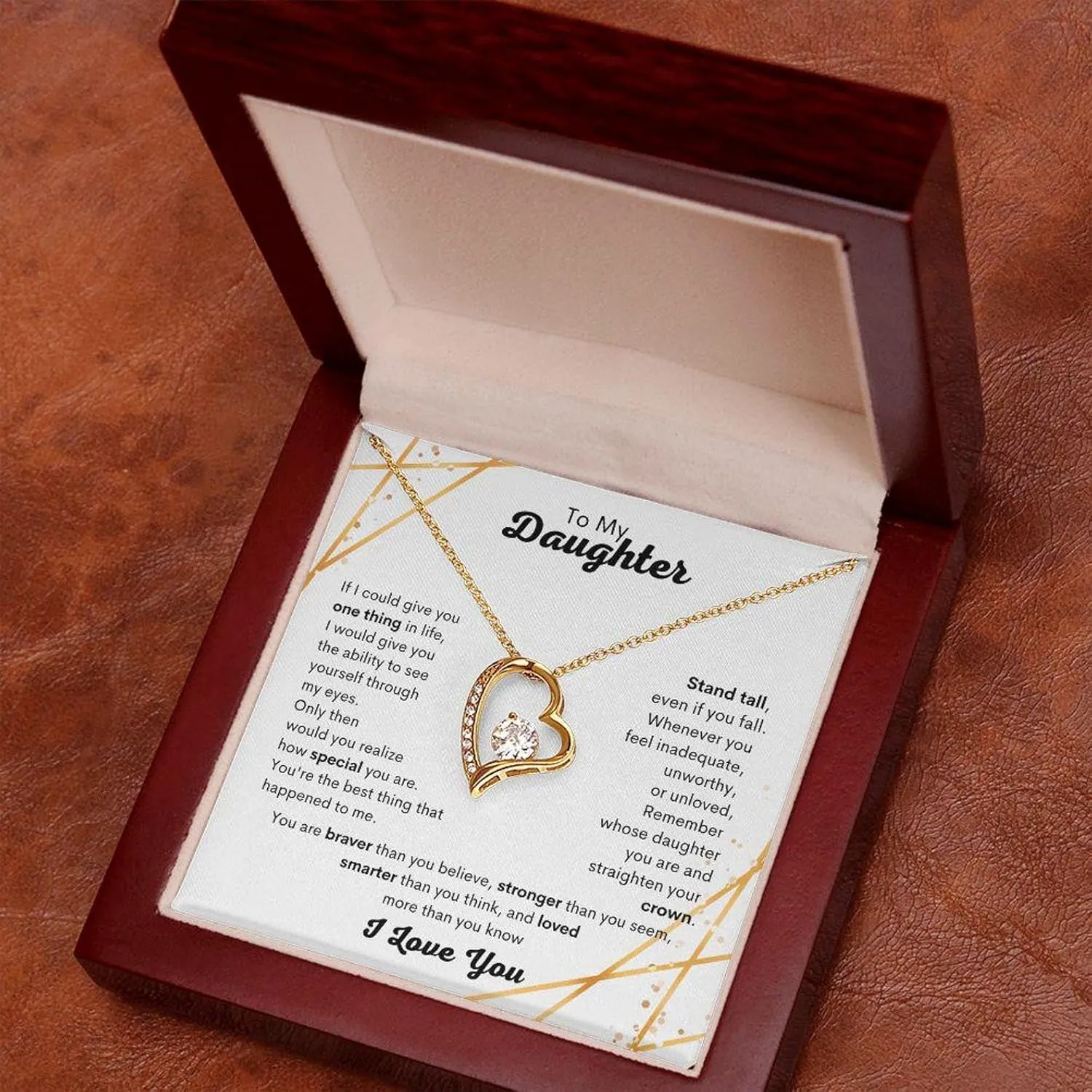 To My Daughter Forever Necklace From Mom, Gifts For Daughter From Dad Heart Necklace, Daughter Gift, Birthday, Graduation Birthday Valentine's Day Gift For Daughter#PRA