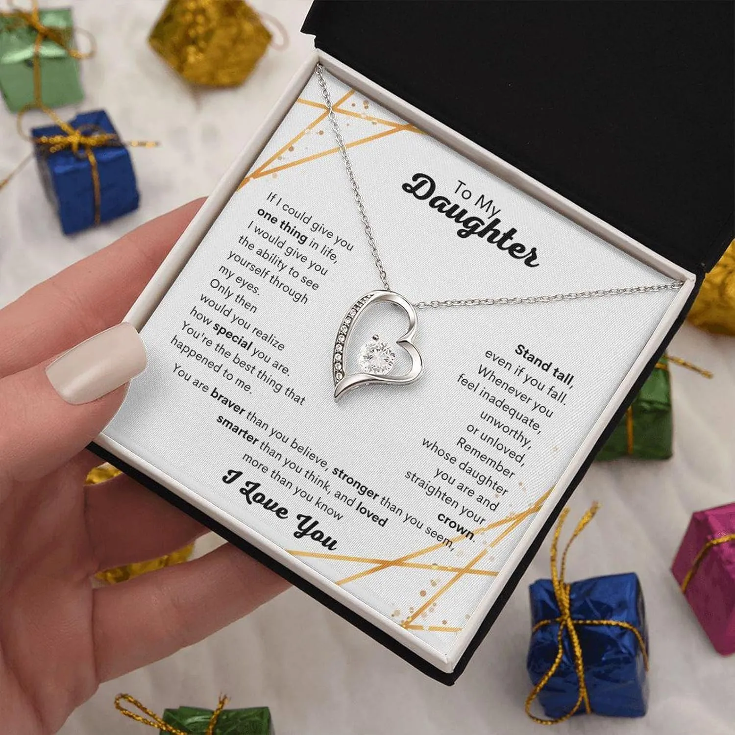 To My Daughter Forever Necklace From Mom, Gifts For Daughter From Dad Heart Necklace, Daughter Gift, Birthday, Graduation Birthday Valentine's Day Gift For Daughter#PRA