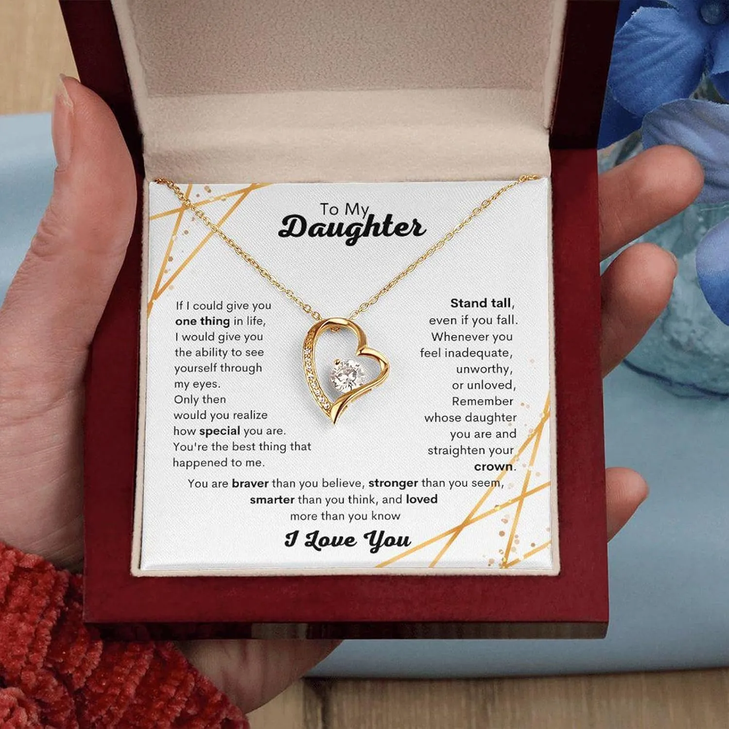 To My Daughter Forever Necklace From Mom, Gifts For Daughter From Dad Heart Necklace, Daughter Gift, Birthday, Graduation Birthday Valentine's Day Gift For Daughter#PRA