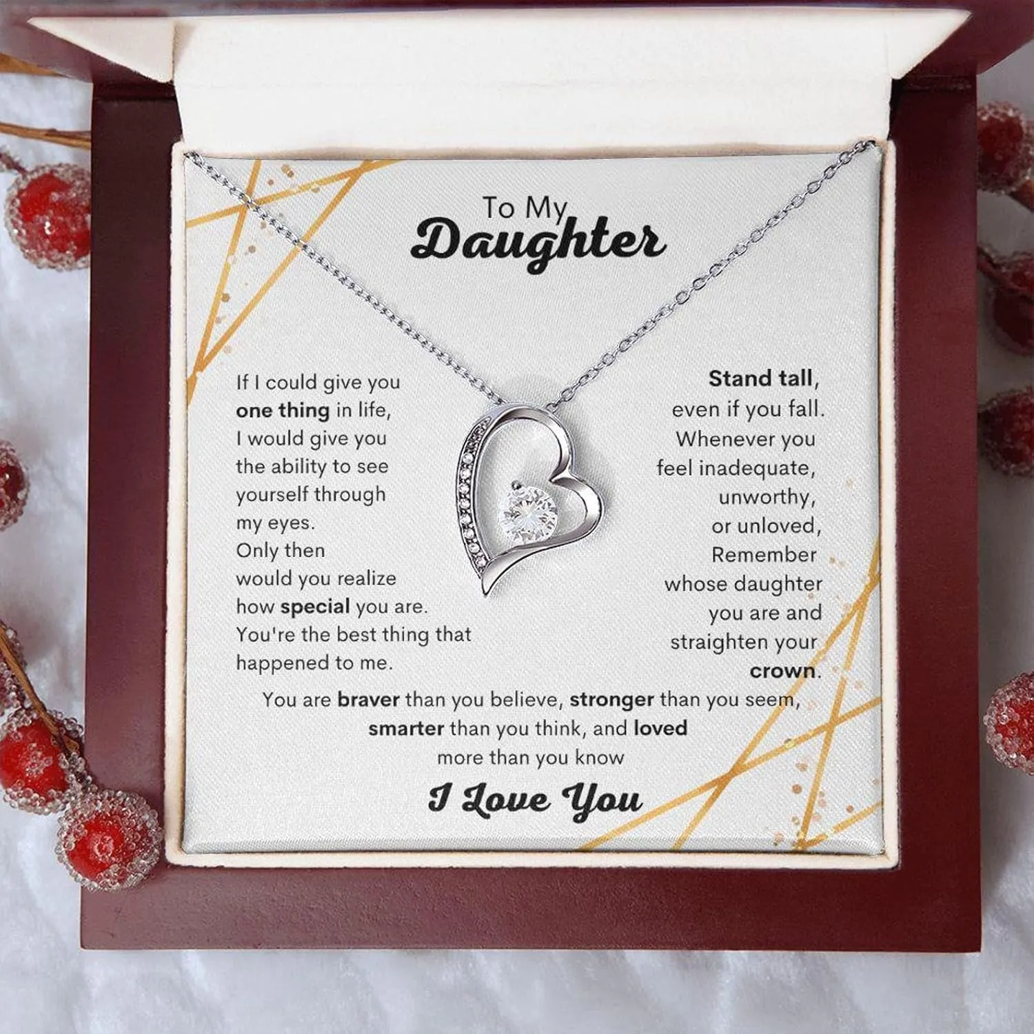 To My Daughter Forever Necklace From Mom, Gifts For Daughter From Dad Heart Necklace, Daughter Gift, Birthday, Graduation Birthday Valentine's Day Gift For Daughter#PRA