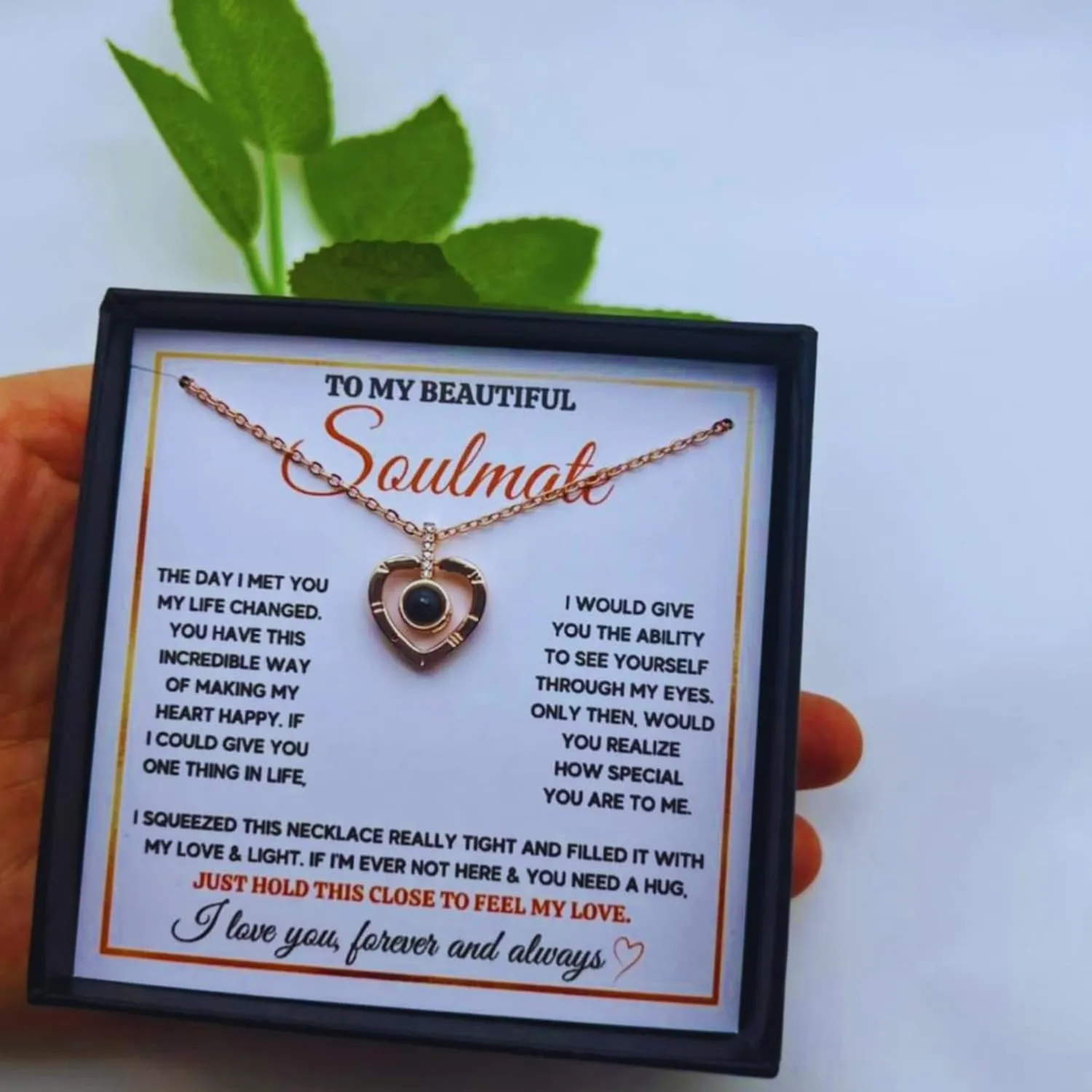 To My Soulmate Necklace Birthday Christmas Jewelry Gifts For My Wife with Message Card Box Personalized Gift Present Pendant for Future Wife Soulmate Girlfriend Love
