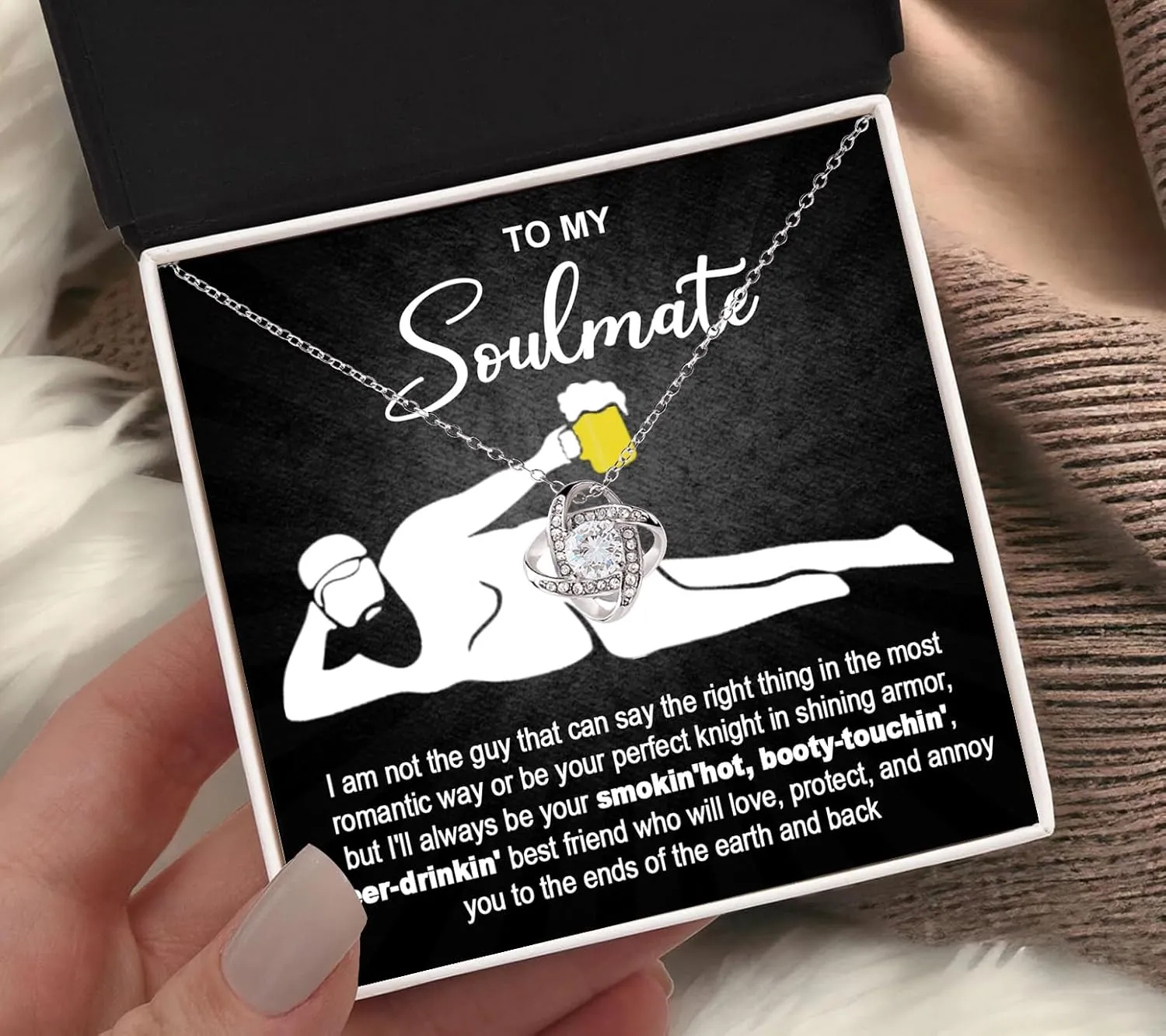 To My Soulmate Necklace For Women, Gift For Wife, Necklace For Girlfriend, Wife Necklace From Husband, Soulmate Gifts For Her, Funny Girlfriend Gifts From Boyfriend, Soulmate Necklace For Her