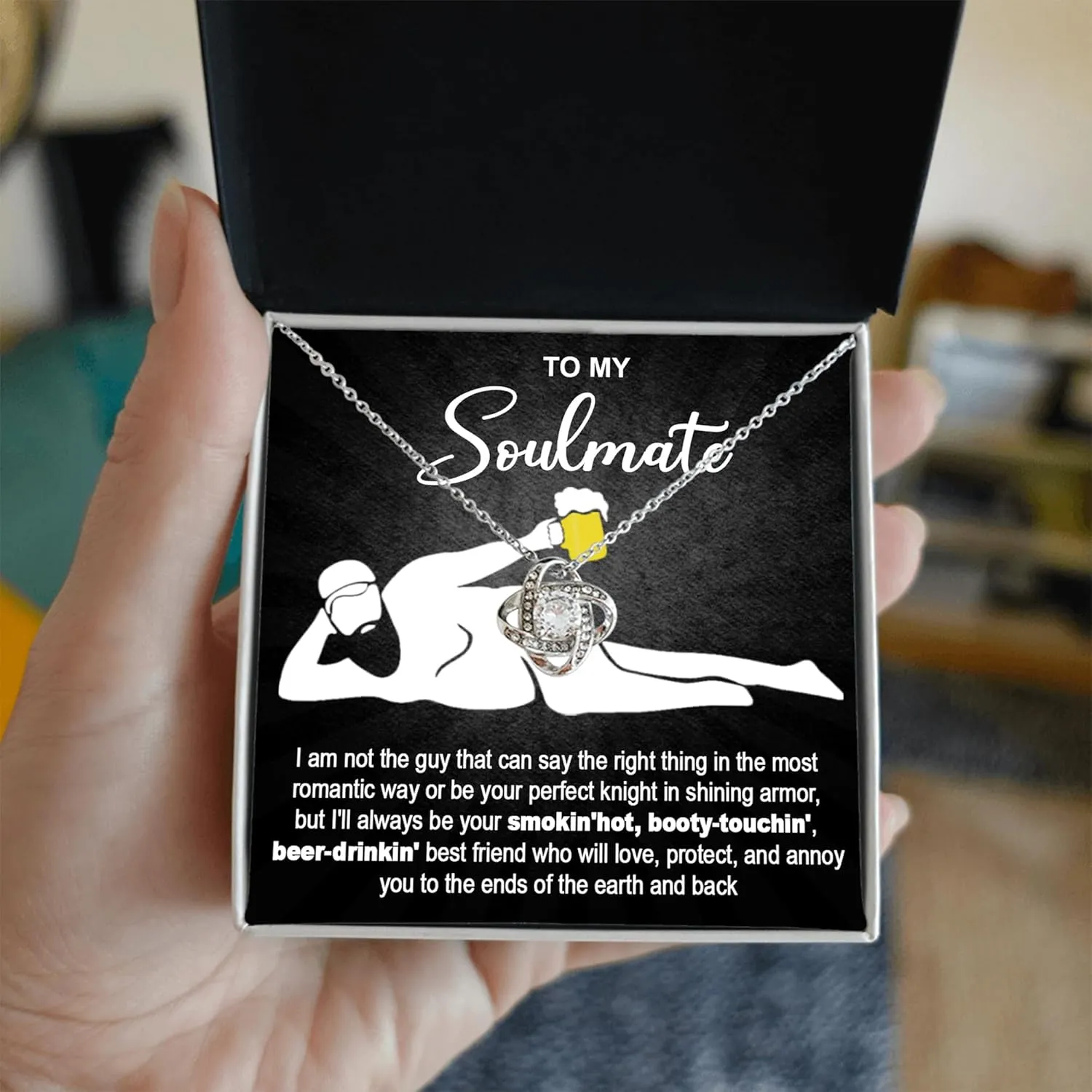 To My Soulmate Necklace For Women, Gift For Wife, Necklace For Girlfriend, Wife Necklace From Husband, Soulmate Gifts For Her, Funny Girlfriend Gifts From Boyfriend, Soulmate Necklace For Her