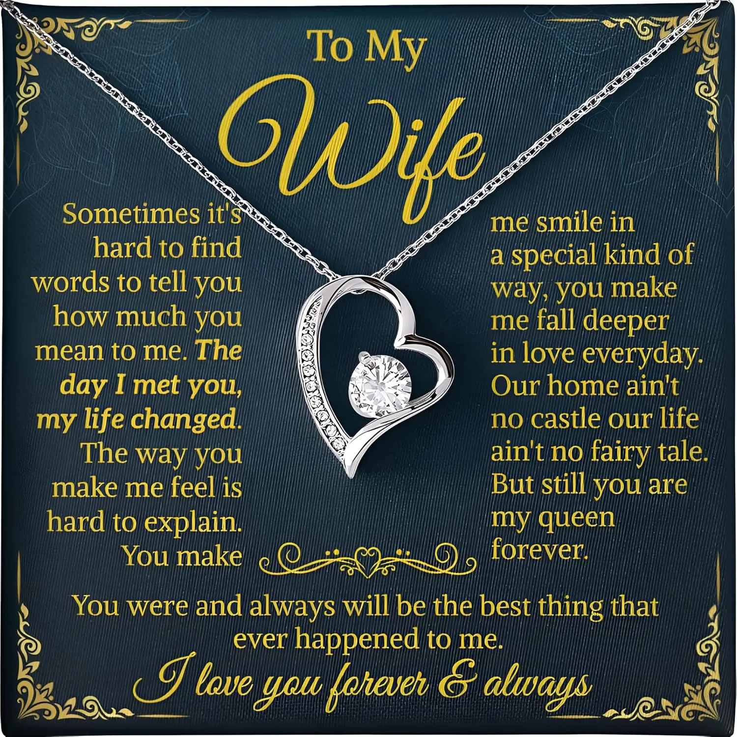 To My Wife Necklace From Husband With Heartfelt Message, To My Soulmate Necklace For Women, Necklace For Wife From Husband, Soulmate Gifts But Still You Are My Queen Forever.