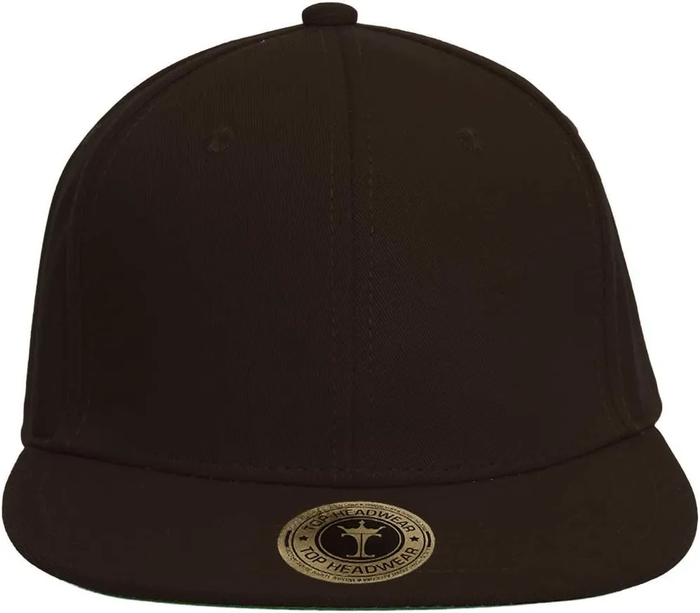 TOP HEADWEAR Plain Flat Bill Fitted Hat