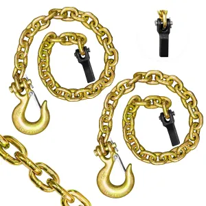 Trailer Safety Chains with Hooks 36In G80 Tow Chain 5/16'' Clevis Snap Hook and Chain Retainer 21,000 LBS Break Strength 2 Pack (5/16In X 36In)