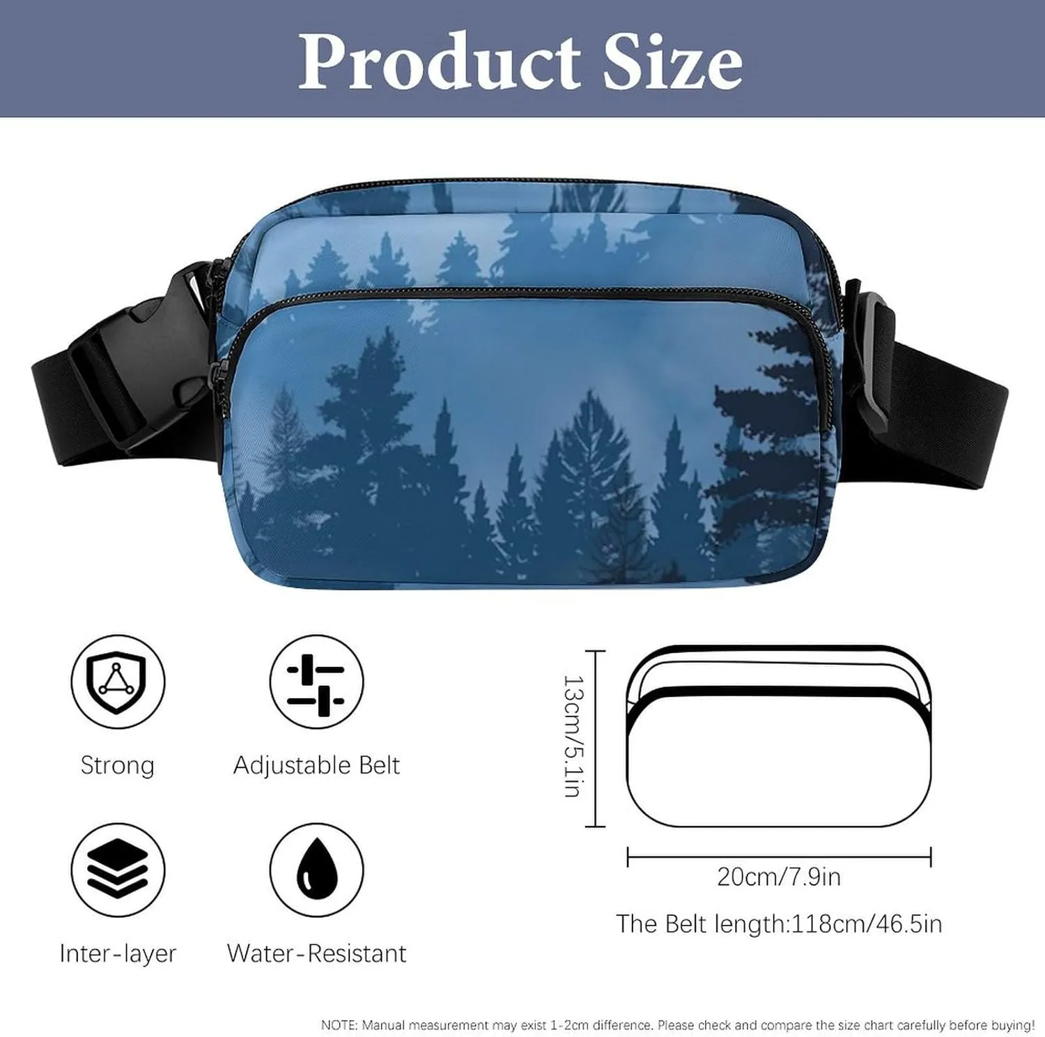 Trees of Pine Forest Unisex Fashion Fanny Pack Crossbody Bag Suitable for Traveling, Hiking, Daily Life, 20x13cm, style-30