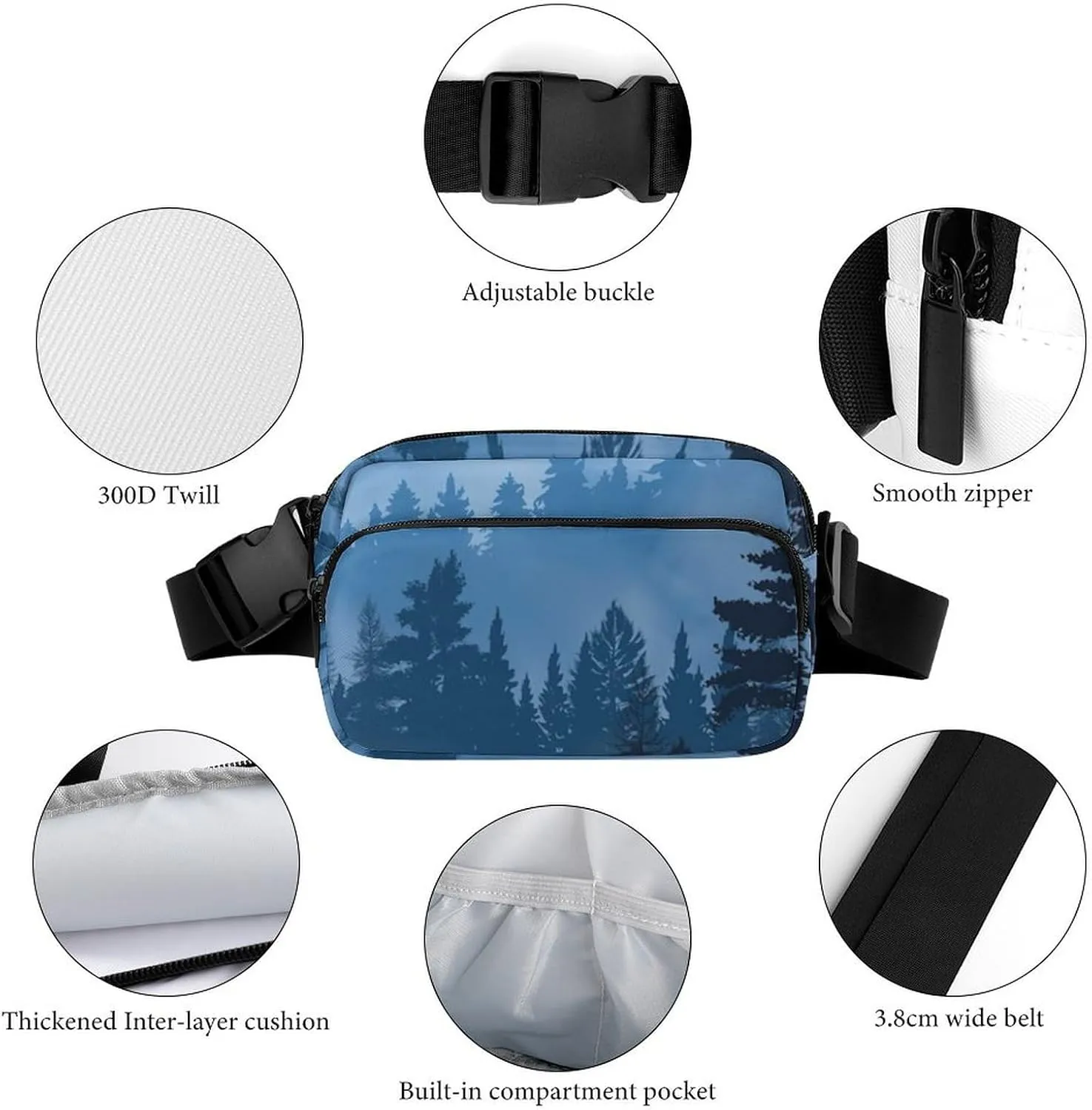 Trees of Pine Forest Unisex Fashion Fanny Pack Crossbody Bag Suitable for Traveling, Hiking, Daily Life, 20x13cm, style-30