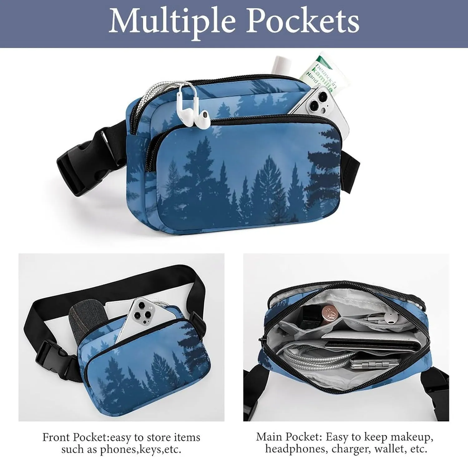 Trees of Pine Forest Unisex Fashion Fanny Pack Crossbody Bag Suitable for Traveling, Hiking, Daily Life, 20x13cm, style-30