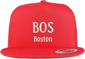 Trendy Apparel Shop BOS Boston Embroidered 5 Panel Flatbill Trucker Cap