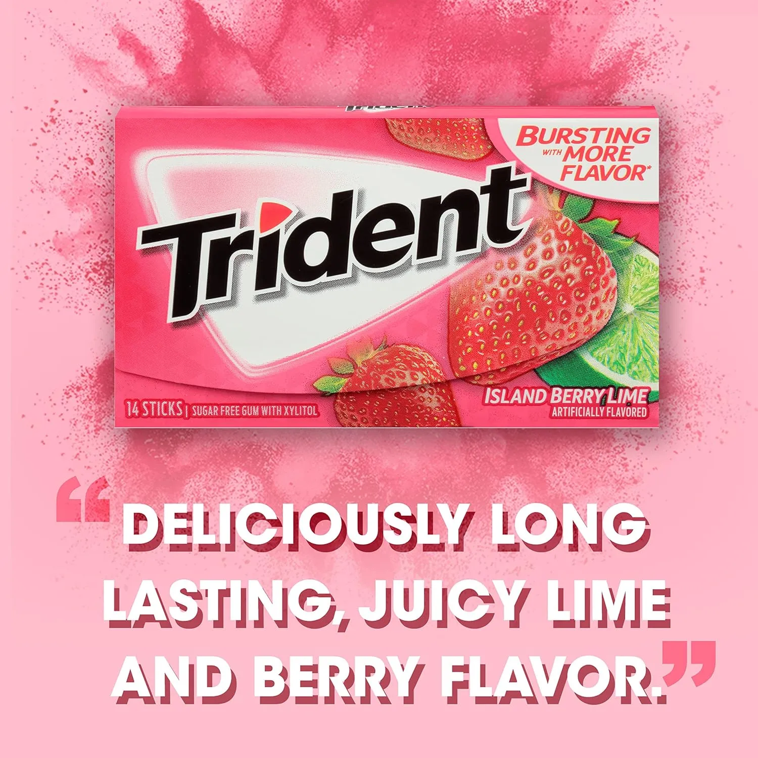 Trident Island Berry Lime Sugar-Free Chewing Gum, 12 Packs of 14 Pieces (168 Total Pieces)
